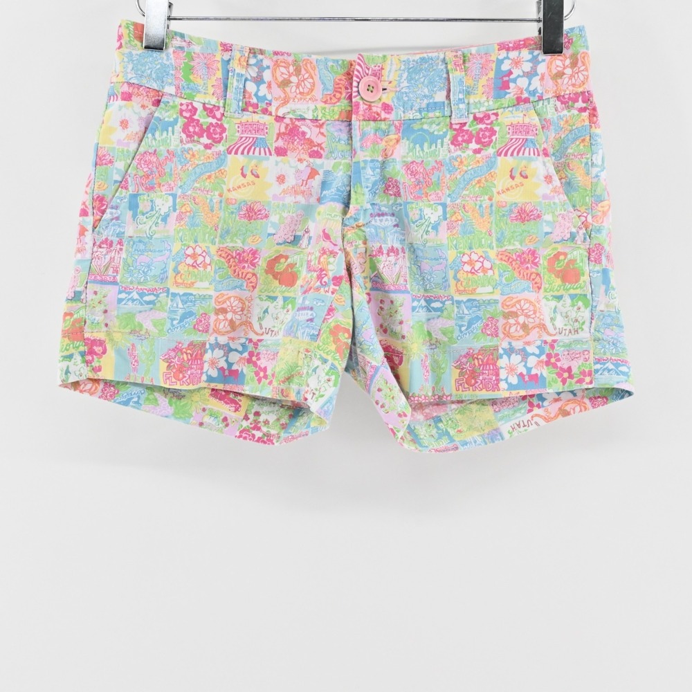 Lilly Pulitzer‎ Womens Callahan Shorts Size 0 Pop Up State of Mind Patchwork
